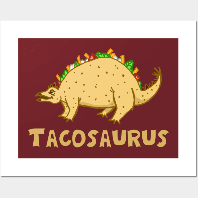 Tacosaurus Cute Dinosaur Wall Art by ckrickett